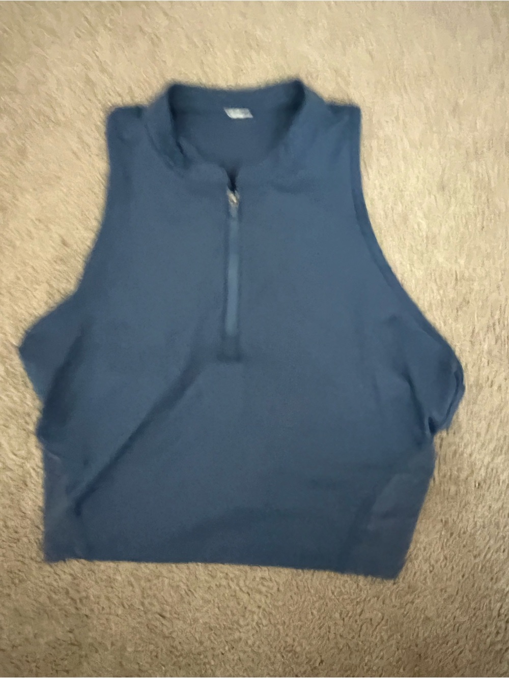 Blue Fabletics mock neck crop top